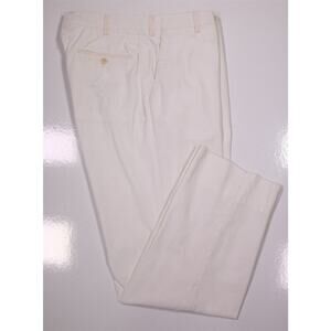 Borrelli Napoli Solid White Flat Front Cotton Chino Dress Pants 35x30